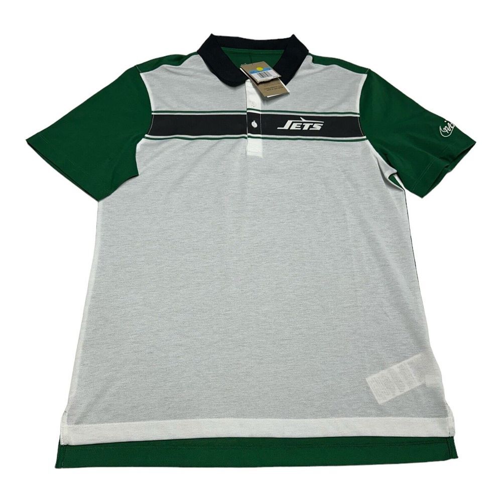 Nike New York Jets Rewind Polo Shirt Men's M Retro Throwback Logo White Green
